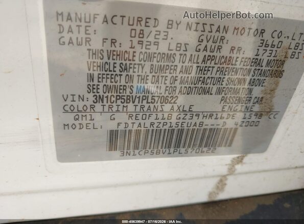 3N1CP5BV1PL570622 2023 NISSAN KICKS White Вид підкапотного простору