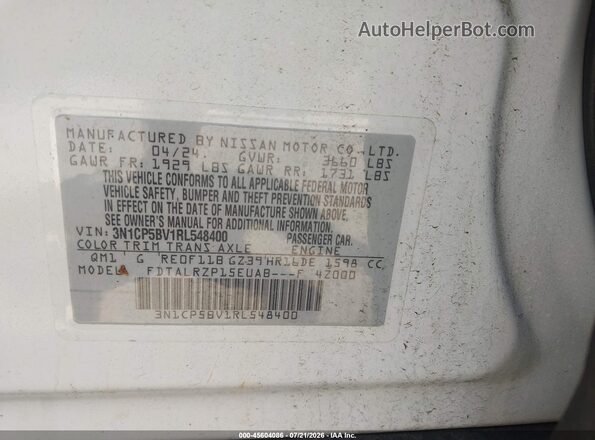 3N1CP5BV1RL548400 2024 NISSAN KICKS White Widok komory silnika