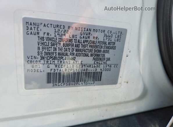 3N1CP5BV2PL495462 2023 NISSAN KICKS White Панорамний вид салону 360°