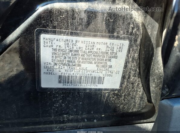 3N1CP5BV3LL540306 2020 NISSAN KICKS Black ძრავის განყოფილების ხედი