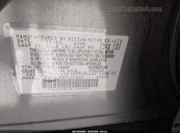 3N1CP5BV3LL544422 2020 NISSAN KICKS Silver Vista del compartimento del motor