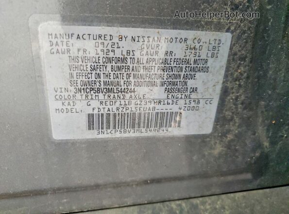 3N1CP5BV3ML544244 2021 NISSAN KICKS Silver Engine compartment view