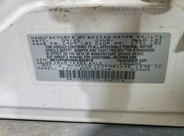 3N1CP5BV5ML542978 2021 NISSAN KICKS White Սալոնի 360 աստիճան տեսք