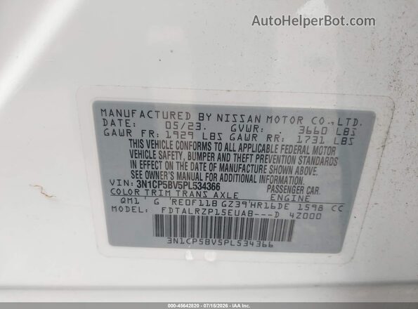 3N1CP5BV5PL534366 2023 NISSAN KICKS White Շարժիչի բաժամունքի տեսք