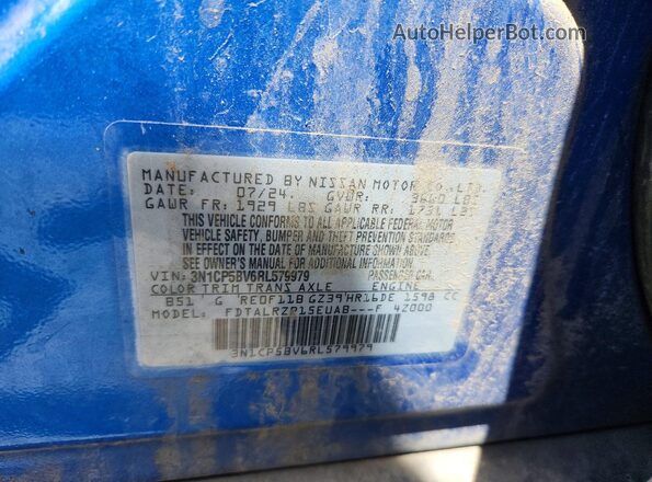 3N1CP5BV6RL579979 2024 NISSAN KICKS Blue Вид наклейки з VIN-кодом