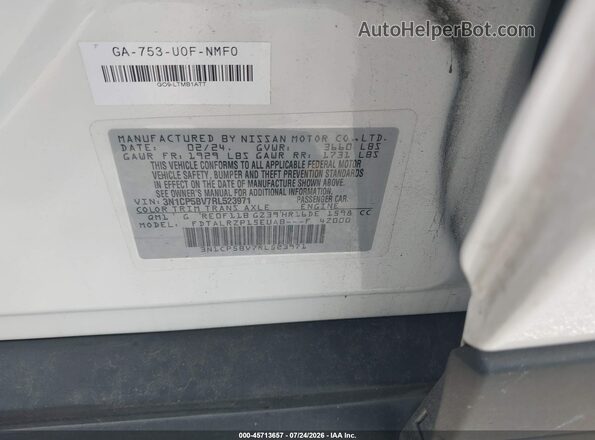 3N1CP5BV7RL523971 2024 NISSAN KICKS White Vista del compartimento del motor