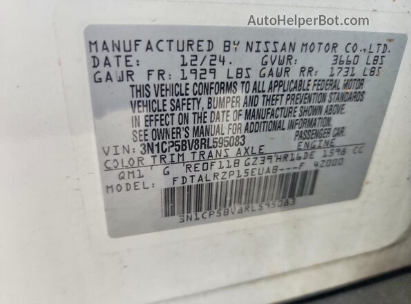 3N1CP5BV8RL595083 2024 NISSAN KICKS Белый Вид наклейки с VIN-кодом