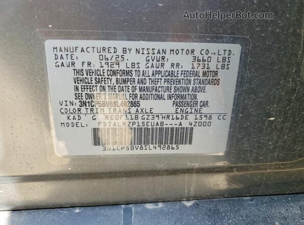 3N1CP5BV8SL492865 2025 NISSAN KICKS Gray სალონის 360-გრადუსიანი ხედი