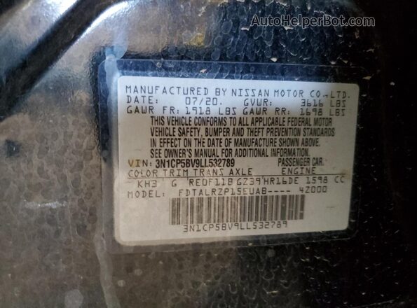 3N1CP5BV9LL532789 2020 NISSAN KICKS Black Engine compartment view