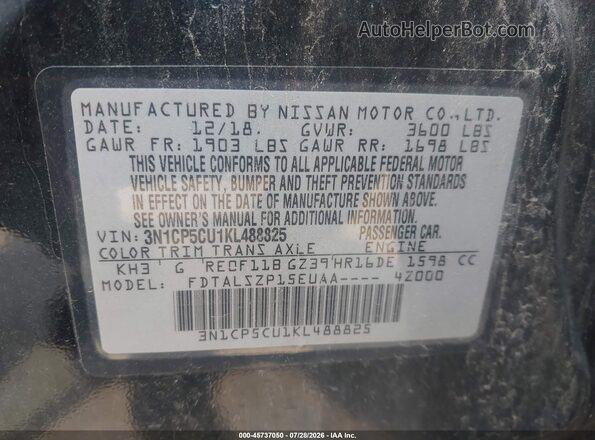 3N1CP5CU1KL488825 2019 NISSAN KICKS Black Вид підкапотного простору