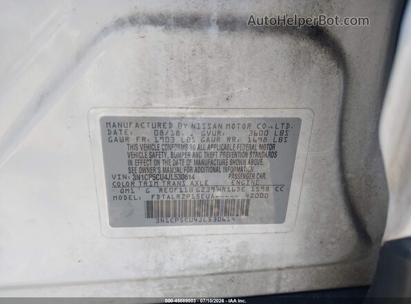 3N1CP5CU4JL530614 2018 NISSAN KICKS White Vista del compartimento del motor