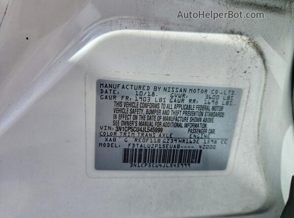 3N1CP5CU4JL545999 2018 NISSAN KICKS White 360 interior view