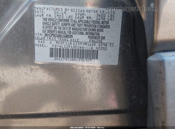 3N1CP5CU8KL536529 2019 NISSAN KICKS Gray ძრავის განყოფილების ხედი