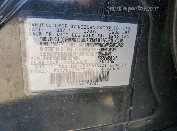 3N1CP5CU8KL557851 2019 NISSAN KICKS Black Vista interior de 360 grados