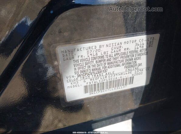 3N1CP5CV7LL531137 2020 NISSAN KICKS Black Vista del compartimento del motor