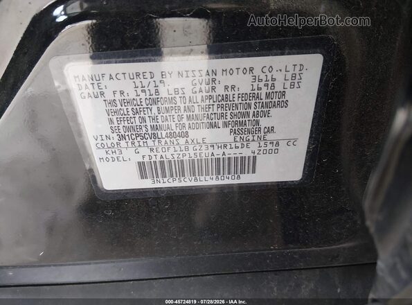 3N1CP5CV8LL480408 2020 NISSAN KICKS Black Widok komory silnika