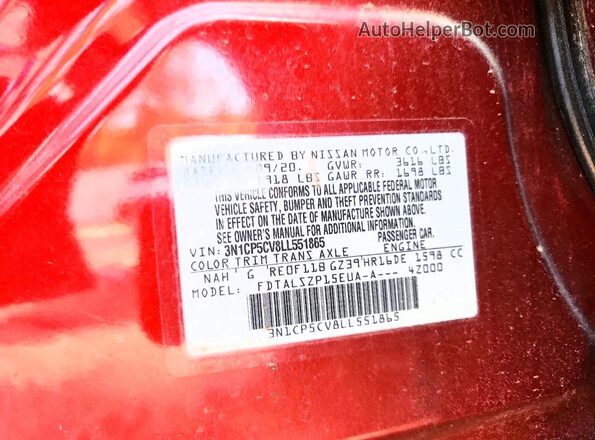 3N1CP5CV8LL551865 2020 NISSAN KICKS Burgundy Սալոնի 360 աստիճան տեսք