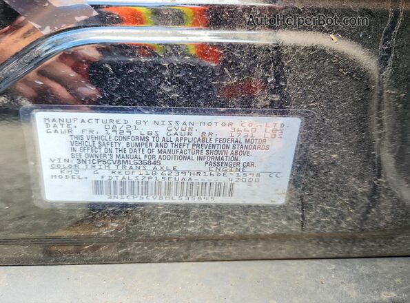 3N1CP5CV8ML535845 2021 NISSAN KICKS Gray Widok naklejki z numerem VIN