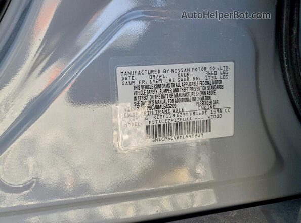 3N1CP5CV8ML545209 2021 NISSAN KICKS Gray Vista de la etiqueta del VIN