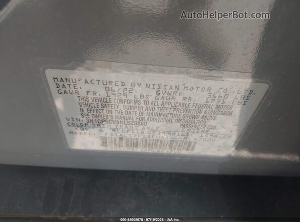 3N1CP5CV8NL523860 2022 NISSAN KICKS Gray Vista del compartimento del motor