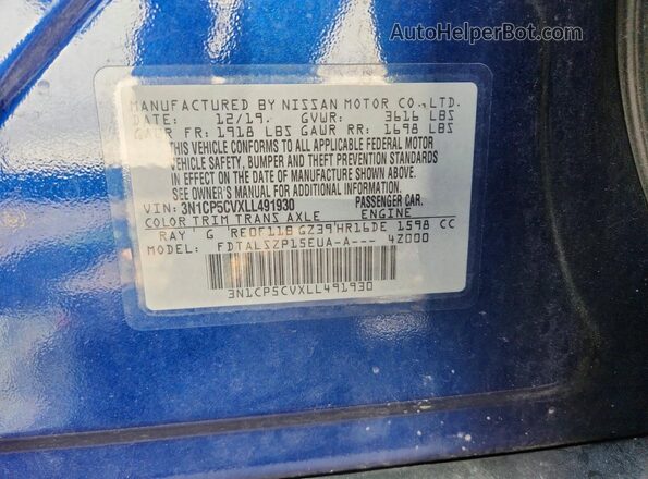 3N1CP5CVXLL491930 2020 NISSAN KICKS Blue Engine compartment view