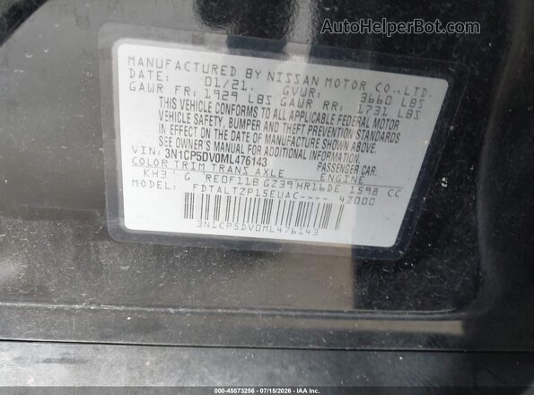 3N1CP5DV0ML476143 2021 NISSAN KICKS Black Vista del compartimento del motor