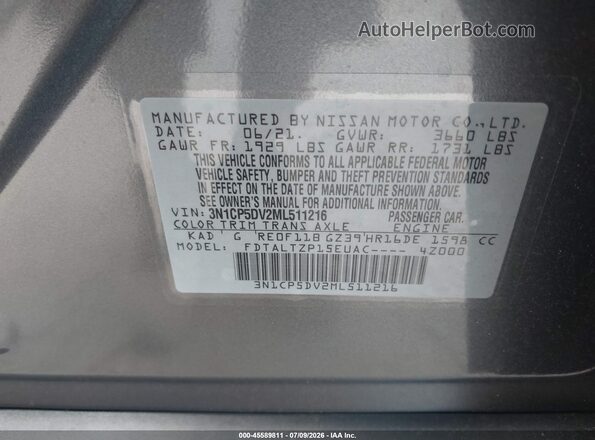 3N1CP5DV2ML511216 2021 NISSAN KICKS Gray Widok komory silnika