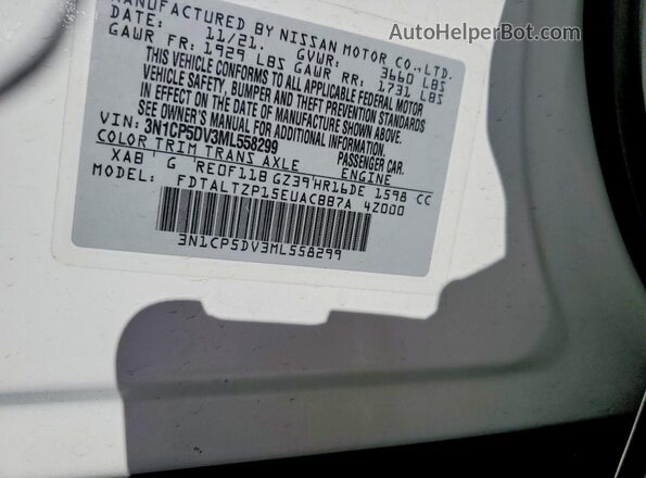 3N1CP5DV3ML558299 2021 NISSAN KICKS White Widok komory silnika