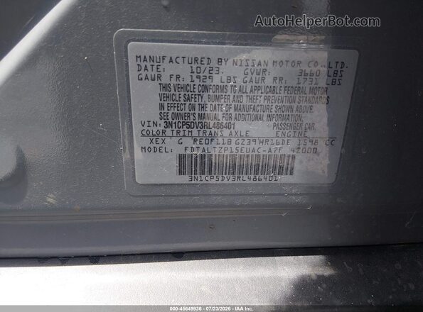 3N1CP5DV3RL486401 2024 NISSAN KICKS Gray Widok komory silnika
