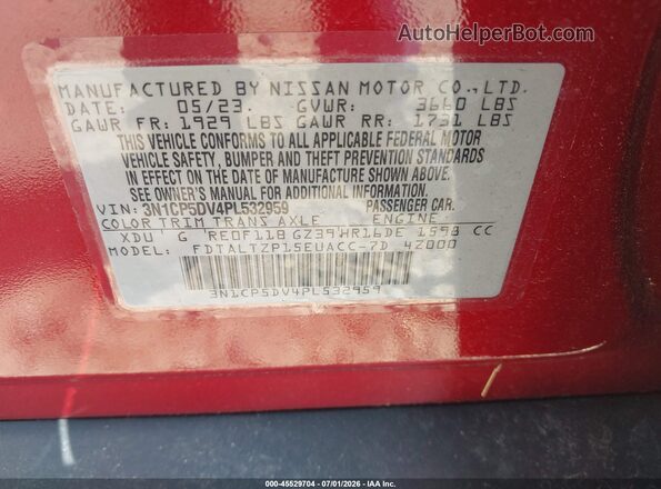 3N1CP5DV4PL532959 2023 NISSAN KICKS Красный Вид подкапотного пространства