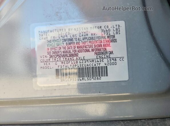 3N1CP5DV6RL509282 2024 NISSAN KICKS Серый Вид наклейки с VIN-кодом