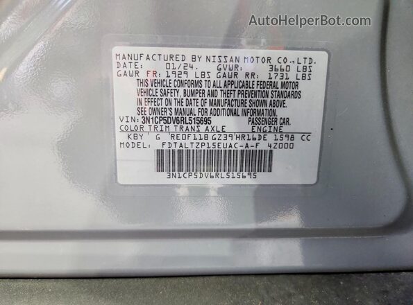 3N1CP5DV6RL515695 2024 NISSAN KICKS Gray Շարժիչի բաժամունքի տեսք