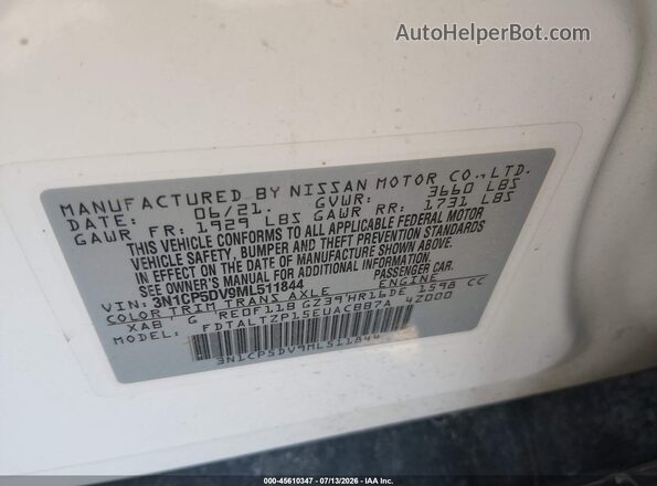 3N1CP5DV9ML511844 2021 NISSAN KICKS White Vista del compartimento del motor