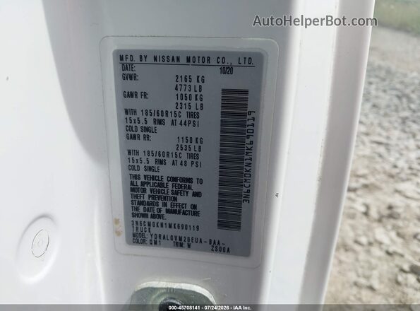 3N6CM0KN1MK690119 2021 NISSAN NV200  CARGO White Вид підкапотного простору