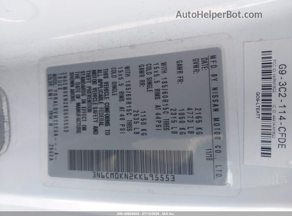 3N6CM0KN2KK695553 2019 NISSAN NV200 White Շարժիչի բաժամունքի տեսք