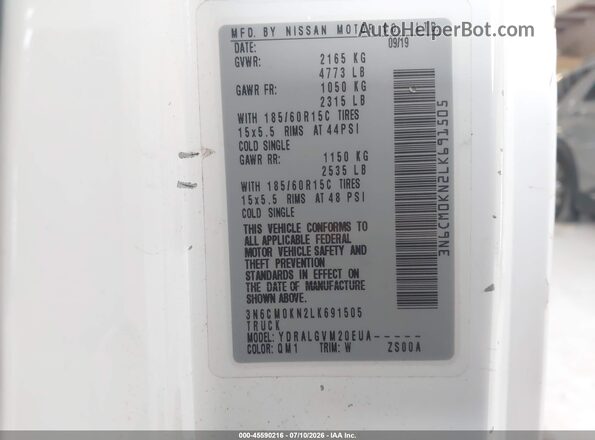 3N6CM0KN2LK691505 2020 NISSAN NV White Engine compartment view