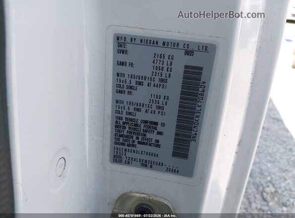 3N6CM0KN3LK708604 2020 NISSAN NV200  CARGO Белый Вид подкапотного пространства