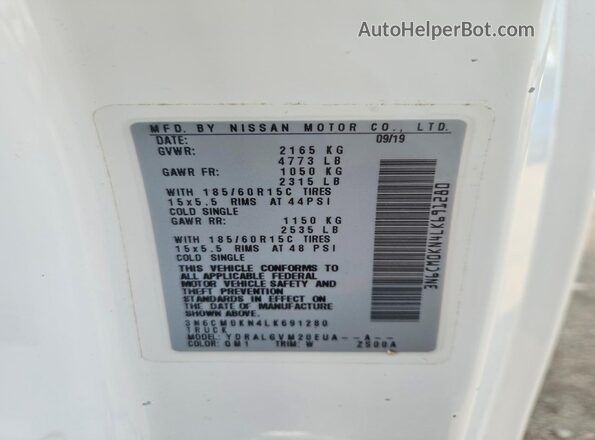 3N6CM0KN4LK691280 2020 NISSAN NV200 White Панорамний вид салону 360°
