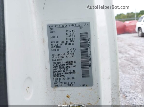 3N6CM0KNXJK697484 2018 NISSAN NV200 White Widok komory silnika