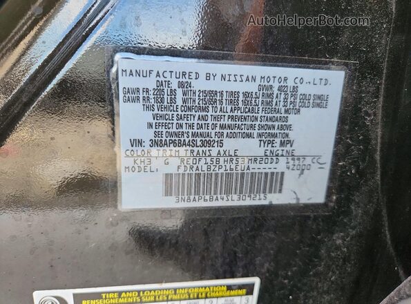 3N8AP6BA4SL309215 2025 NISSAN KICKS Black VIN sticker view