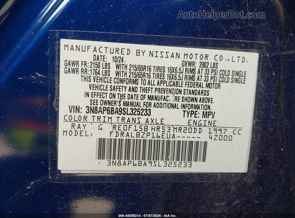 3N8AP6BA9SL325233 2025 NISSAN KICKS Dark Blue Widok komory silnika