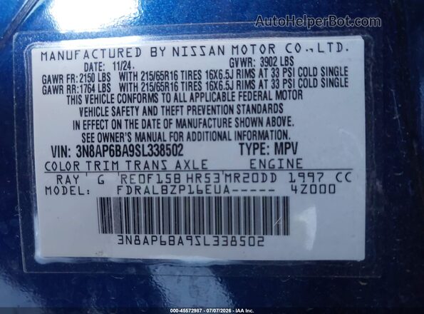 3N8AP6BA9SL338502 2025 NISSAN KICKS Dark Blue ძრავის განყოფილების ხედი
