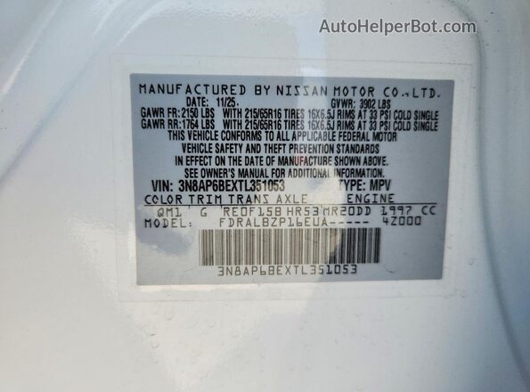 3N8AP6BEXTL351053 2026 NISSAN KICKS White სალონის 360-გრადუსიანი ხედი