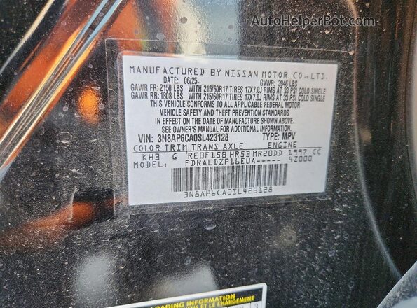 3N8AP6CA0SL423128 2025 NISSAN KICKS Black Engine compartment view
