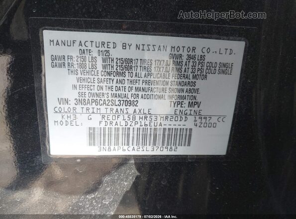 3N8AP6CA2SL370982 2025 NISSAN KICKS Black Widok komory silnika
