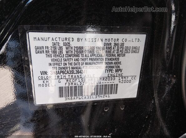 3N8AP6CA3SL394241 2025 NISSAN KICKS Black Widok komory silnika