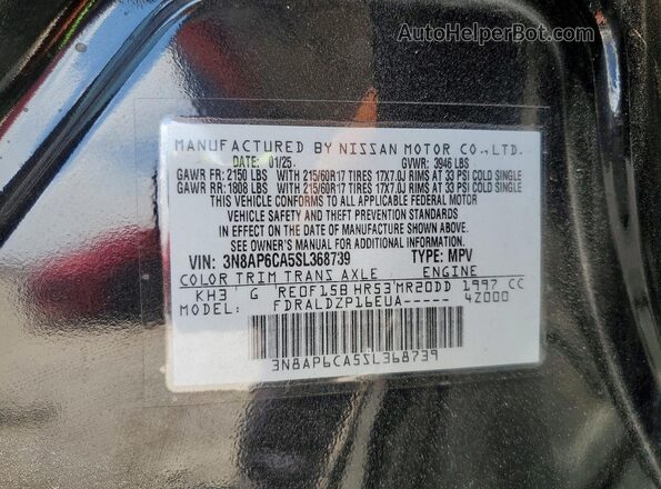 3N8AP6CA5SL368739 2025 NISSAN KICKS Black Vista del compartimento del motor