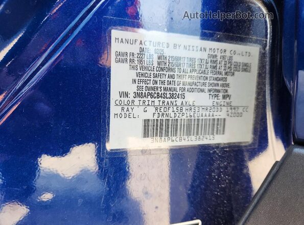 3N8AP6CB4SL382415 2025 NISSAN KICKS Синий Панорамный вид салона 360°