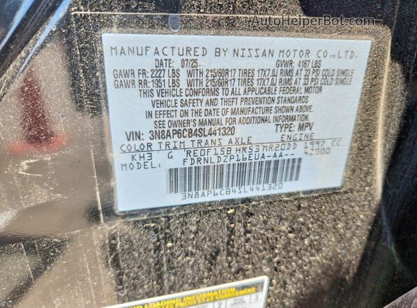 3N8AP6CB4SL441320 2025 NISSAN KICKS Black 360 interior view
