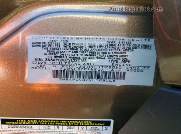 3N8AP6CB7SL328168 2025 NISSAN UK Tan Widok komory silnika